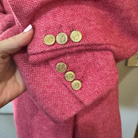 Talbots Aberdeen Shetland Pink Gold Buttons Blazer Size 8 Wool Preppy EUC Office - Picture 10 of 16